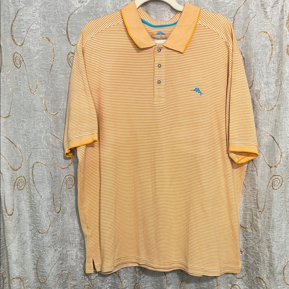 Tommy Bahama Orange Striped Polo Shirt